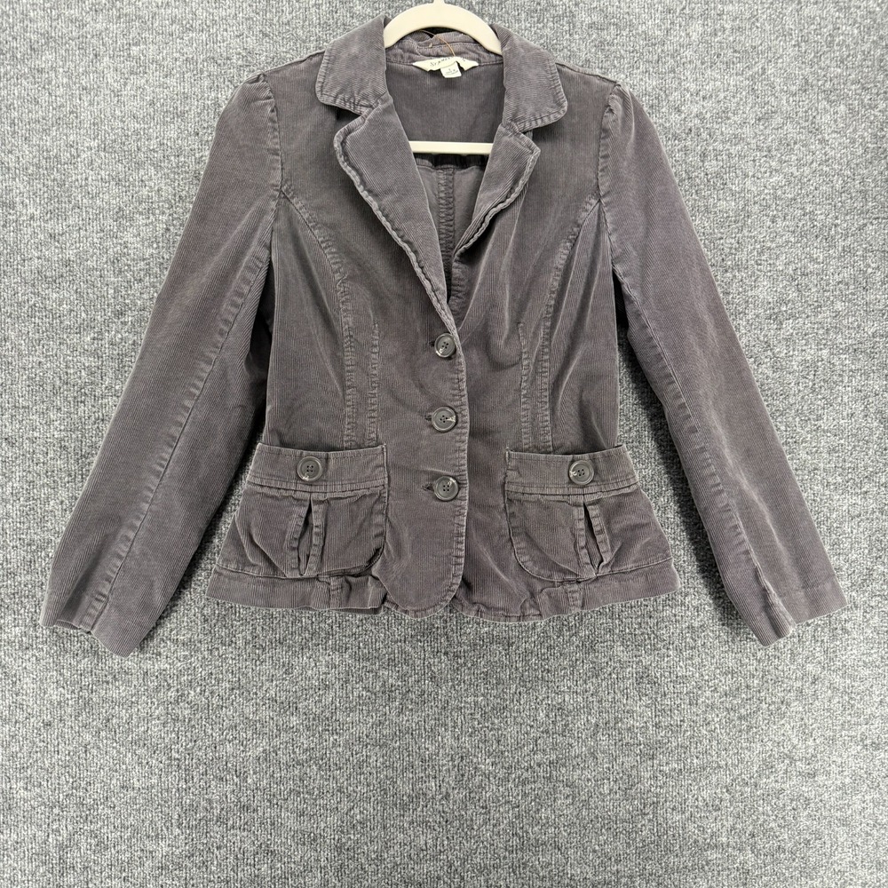 St Johns Bay Corduroy Jacket Womens S Gray Button Up Hippie Barn Farm Western